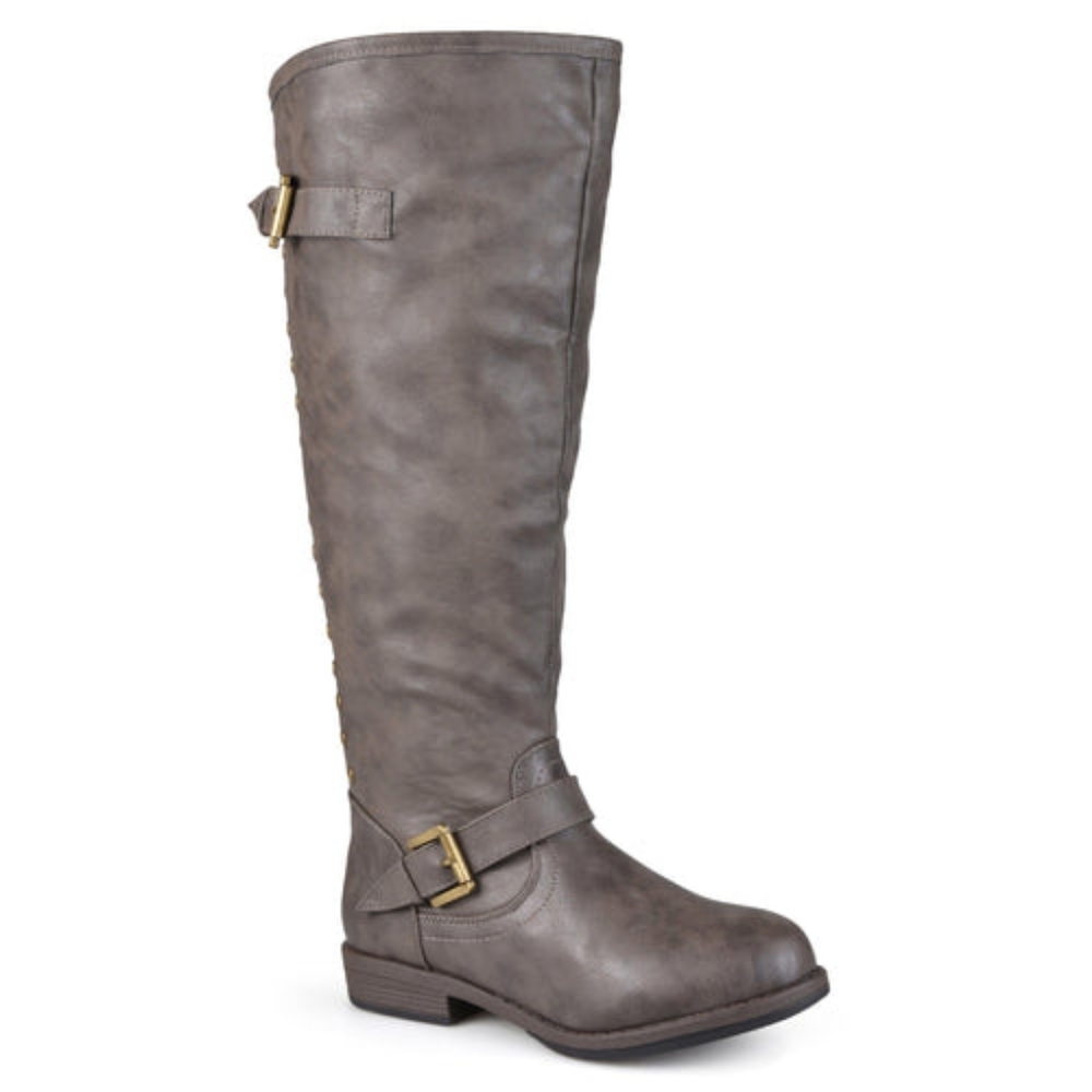 Journee Collection Spokane Extra-Wide Calf Riding Boots Taupe Size 7